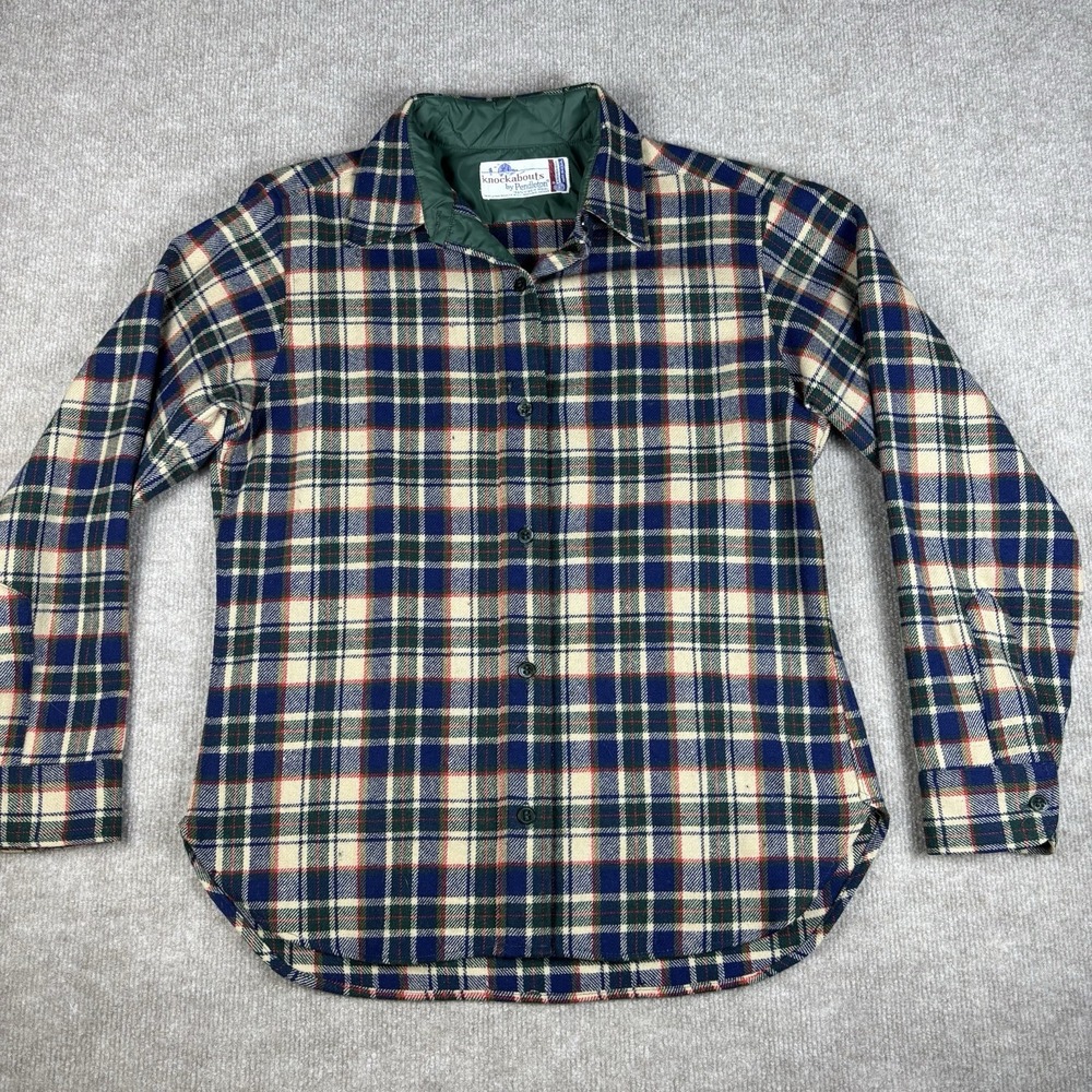 Vintage Damaged Pendleton Knockabouts 100% Virgin Wool Plaid Shirt Men's S Read